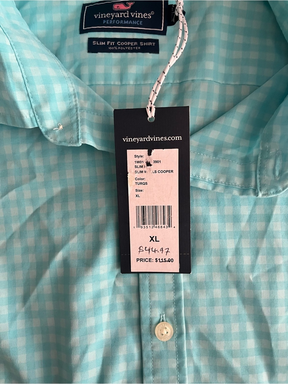 NWT Vineyard Vines Men’s Performance Slim Fit Cooper Shirt Medium Turquoise XL - Picture 4 of 7